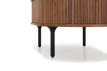 Noira Ovalt Soffbord Valnöt 118x60 cm med förvaring låda - Brun / Mörkbrunt Trä / Ribbad - Möbler - Bord & matgrupp - Soffbord - Soffbord med förvaring