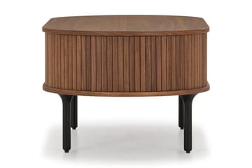 Noira Ovalt Soffbord Valnöt 118x60 cm med förvaring låda - Brun / Mörkbrunt Trä / Ribbad - Möbler - Bord & matgrupp - Soffbord - Soffbord med förvaring