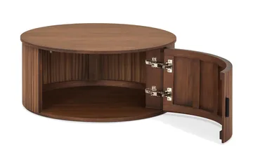 Noira Runt Soffbord 80 cm med Förvaring Låda - Valnöt / Bunt Trä - Möbler - Bord & matgrupp - Soffbord