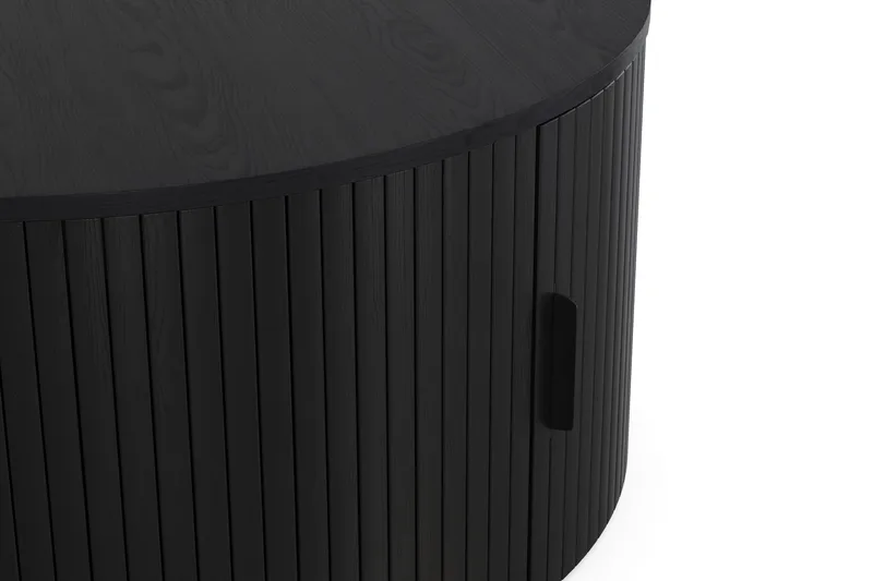 Noira Runt Soffbord 80 cm med Förvaring Ribbad - Svart / Trä - Möbler - Bord & matgrupp - Soffbord