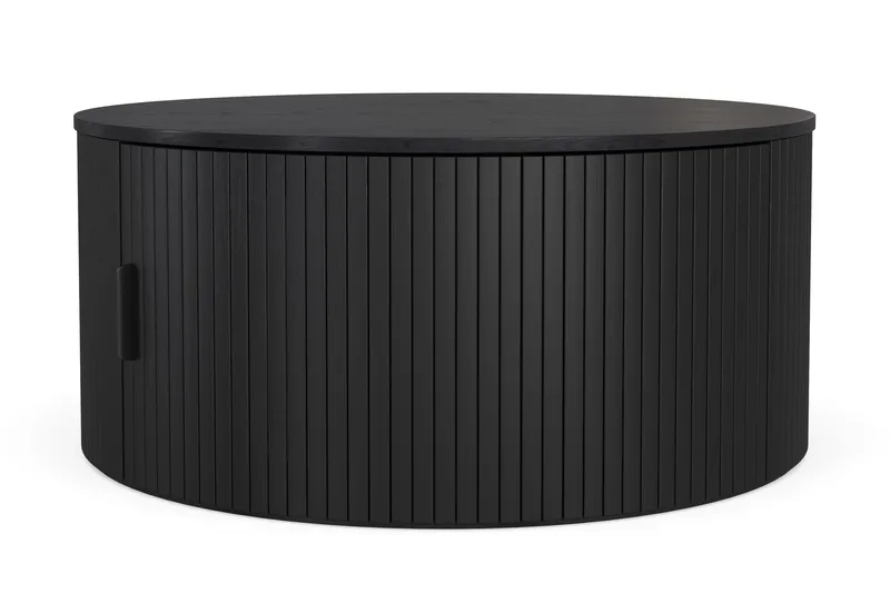 Noira Runt Soffbord 80 cm med Förvaring Ribbad - Svart / Trä - Möbler - Bord & matgrupp - Soffbord - Soffbord med förvaring