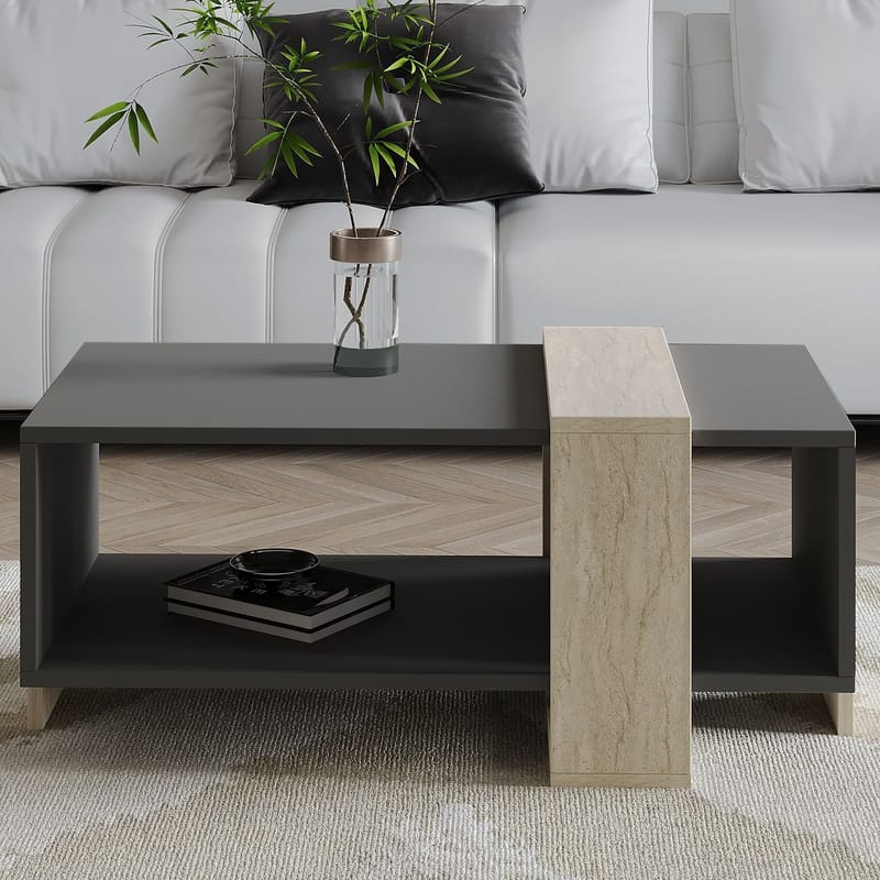 Norell Soffbord 90x40x49 cm - Travertine/Anthracite - Möbler - Bord & matgrupp - Soffbord - Soffbord med förvaring