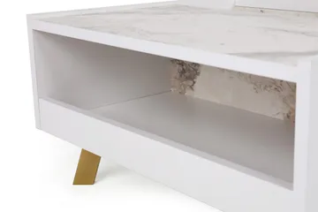 Ocotla Soffbord 90 cm med Förvaring Marmormönster - Vit/Mörkbrun - Möbler - Bord & matgrupp - Soffbord - Soffbord med förvaring
