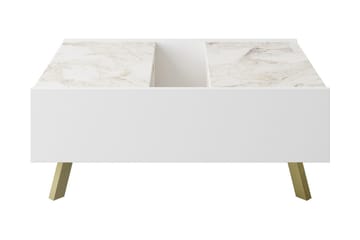Ocotla Soffbord 90 cm med Förvaring Marmormönster - Vit/Mörkbrun - Möbler - Bord & matgrupp - Soffbord