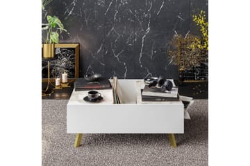 Ocotla Soffbord 90 cm med Förvaring Marmormönster - Vit/Mörkbrun - Möbler - Bord & matgrupp - Soffbord