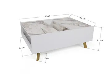 Ocotla Soffbord 90 cm med Förvaring Marmormönster - Vit/Mörkbrun - Möbler - Bord & matgrupp - Soffbord - Soffbord med förvaring