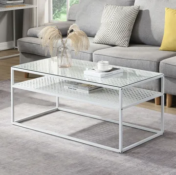 Orvanel Soffbord 100 cm - Transparent och matt vit - Möbler - Bord & matgrupp - Soffbord - Soffbord med förvaring