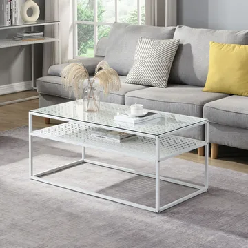 Orvanel Soffbord 100 cm - Transparent och matt vit - Möbler - Bord & matgrupp - Soffbord - Soffbord med förvaring