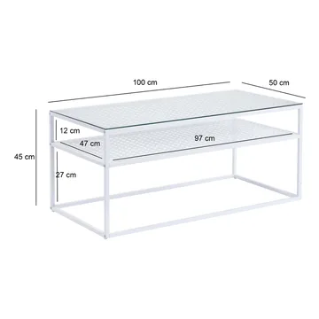 Orvanel Soffbord 100 cm - Transparent och matt vit - Möbler - Bord & matgrupp - Soffbord - Soffbord med förvaring
