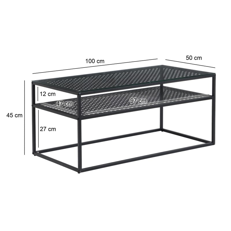 Orvanel Soffbord 100 cm - Transparent och mattsvart - Möbler - Bord & matgrupp - Soffbord - Soffbord med förvaring