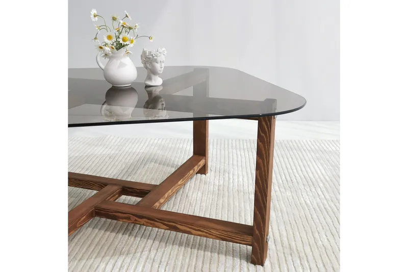 Ostwerwal Soffbord 80 cm Runt - Natur/Glas - Möbler - Bord & matgrupp - Soffbord