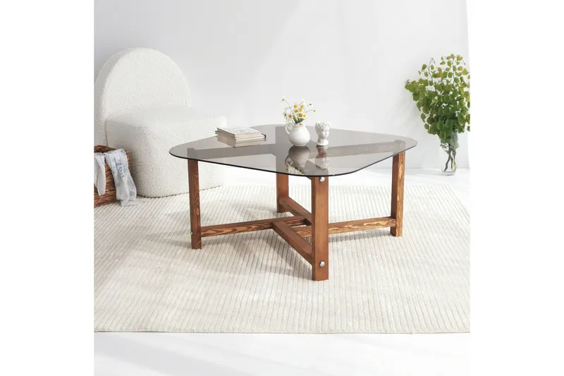 Ostwerwal Soffbord 80 cm Runt - Natur/Glas - Möbler - Bord & matgrupp - Soffbord