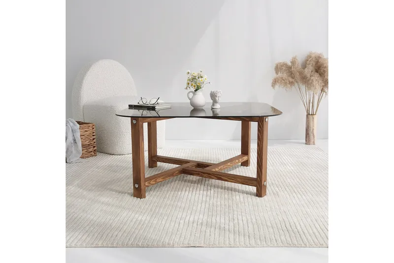 Ostwerwal Soffbord 80 cm Runt - Natur/Glas - Möbler - Bord & matgrupp - Soffbord