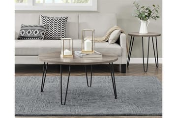 Owen Soffbord 90 cm Ovalt Runt Grå/Svart - Dorel Home - Möbler - Bord & matgrupp - Soffbord