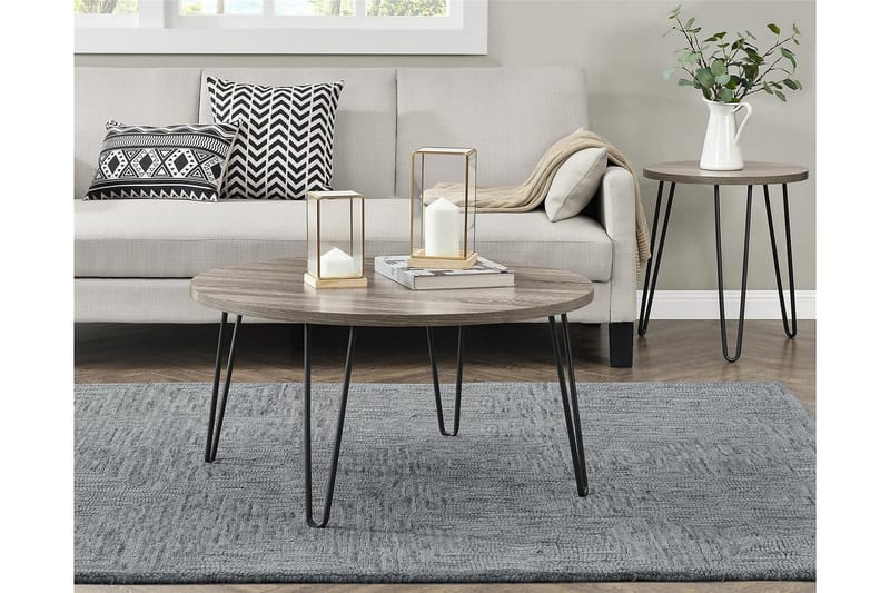 Owen Soffbord 90 cm Ovalt Runt Grå/Svart - Dorel Home - Möbler - Bord & matgrupp - Soffbord