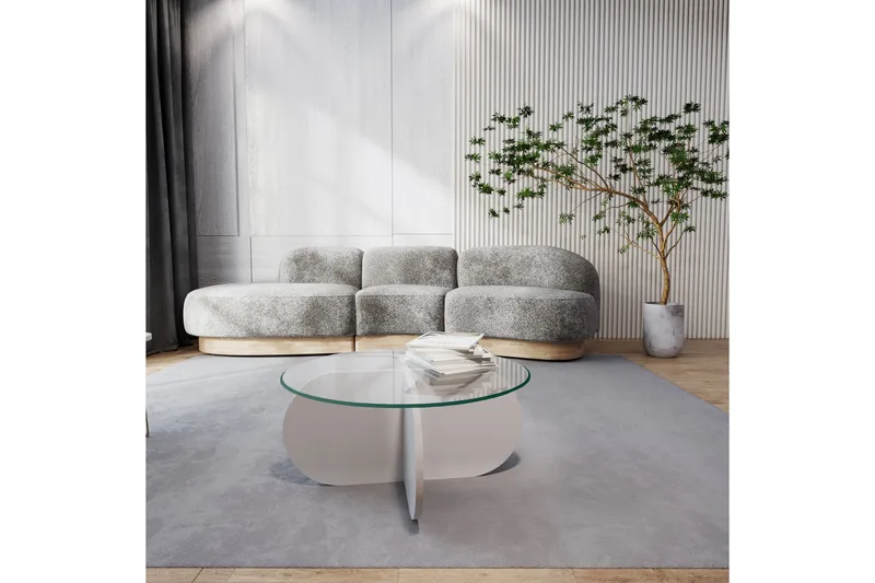 Pakalni Soffbord 75x35x75 cm Runt - Vit - Möbler - Bord & matgrupp - Soffbord