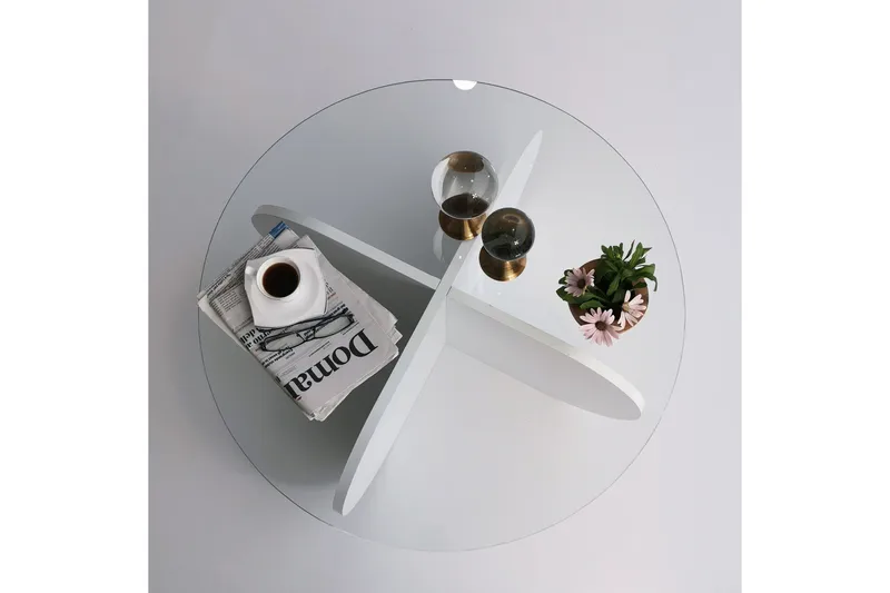 Pakalni Soffbord 75x35x75 cm Runt - Vit - Möbler - Bord & matgrupp - Soffbord