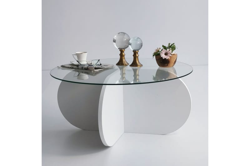 Pakalni Soffbord 75x35x75 cm Runt - Vit - Möbler - Bord & matgrupp - Soffbord