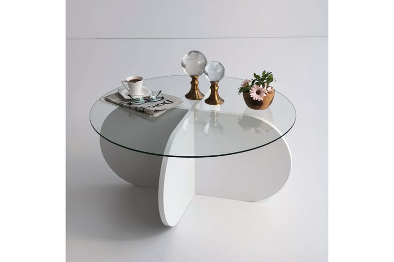 Pakalni Soffbord 75x35x75 cm Runt - Vit - Möbler - Bord & matgrupp - Soffbord