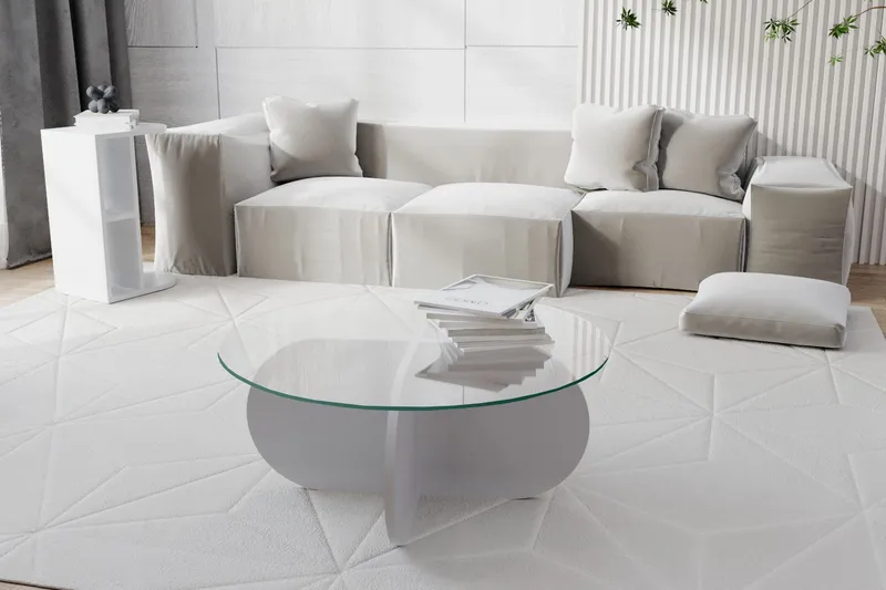 Pakalni Soffbord 75x35x75 cm Runt - Vit - Möbler - Bord & matgrupp - Soffbord