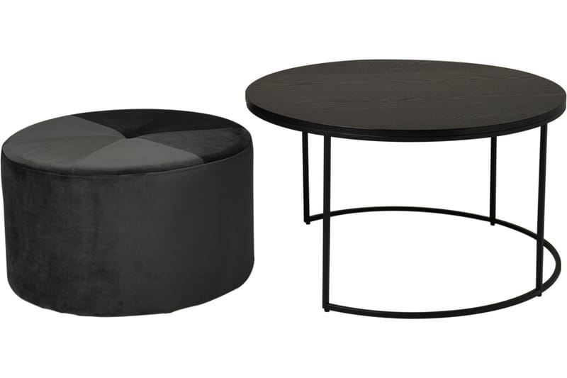 Pedona Soffbord 80 cm Runt med Puff - Svart - Möbler - Bord & matgrupp - Soffbord