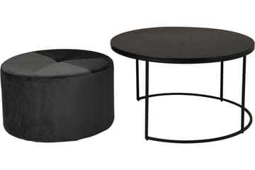 Pedona Soffbord 80 cm Runt med Puff - Svart - Möbler - Bord & matgrupp - Soffbord