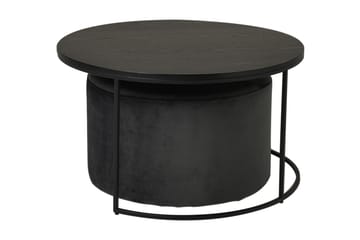 Pedona Soffbord 80 cm Runt med Puff - Svart - Möbler - Bord & matgrupp - Soffbord