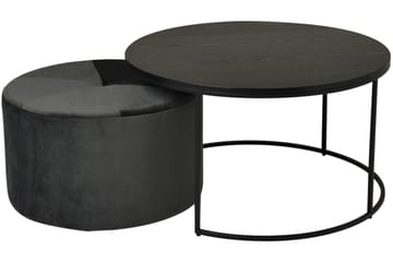 Pedona Soffbord 80 cm Runt med Puff - Svart - Möbler - Bord & matgrupp - Soffbord