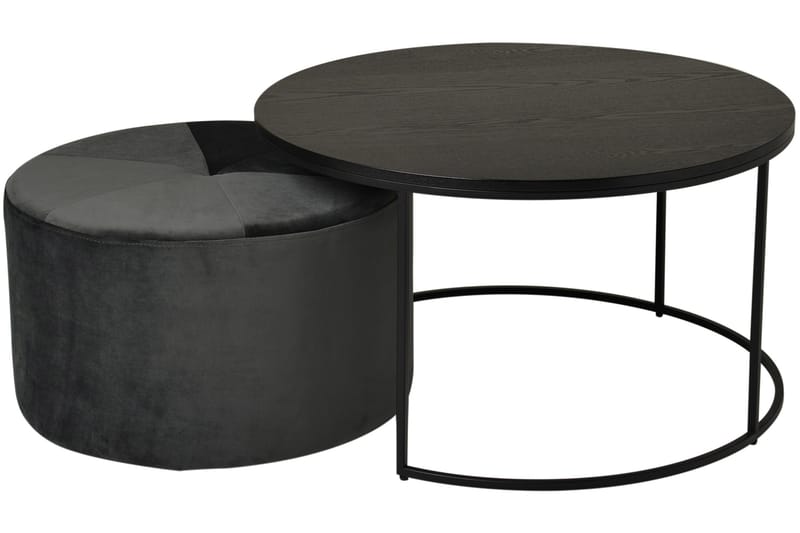 Pedona Soffbord 80 cm Runt med Puff - Svart - Möbler - Bord & matgrupp - Soffbord