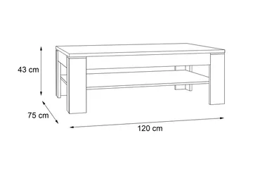 Perkhill Soffbord 120 cm med Förvaring Hylla - Brun/Grå - Möbler - Bord & matgrupp - Soffbord - Soffbord med förvaring