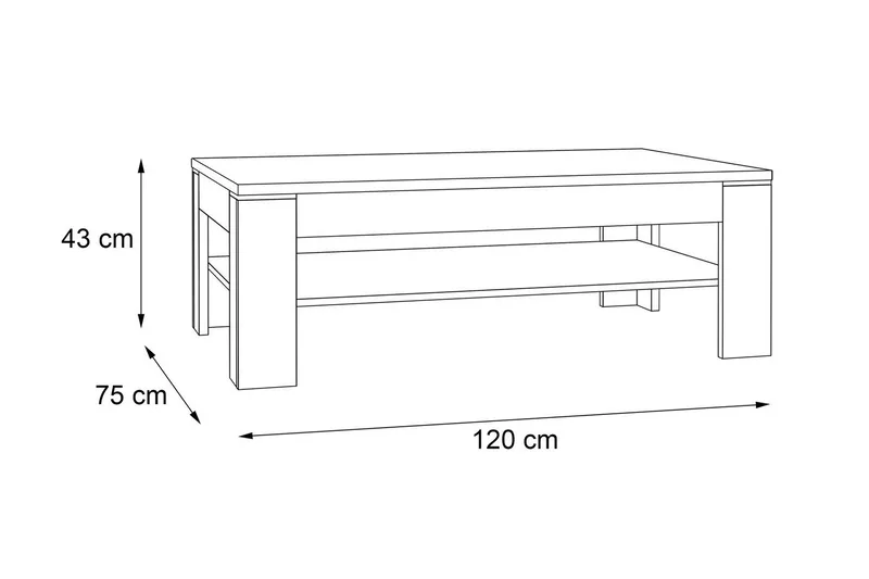 Perkhill Soffbord 120 cm med Förvaring Hylla - Brun/Grå - Möbler - Bord & matgrupp - Soffbord - Soffbord med förvaring
