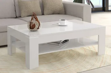 Perkhill Soffbord 120 cm med Förvaring Hylla - Vit - Möbler - Bord & matgrupp - Soffbord - Soffbord med förvaring