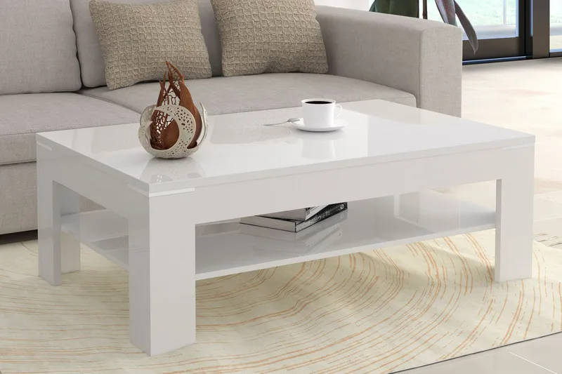 Perkhill Soffbord 120 cm med Förvaring Hylla - Vit - Möbler - Bord & matgrupp - Soffbord - Soffbord med förvaring