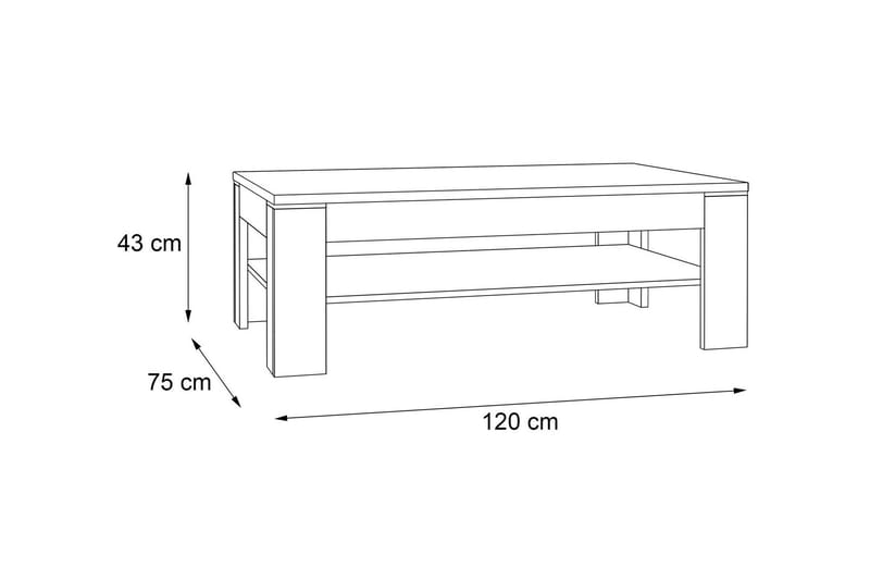 Perkhill Soffbord 120 cm med Förvaring Hylla - Vit - Möbler - Bord & matgrupp - Soffbord - Soffbord med förvaring