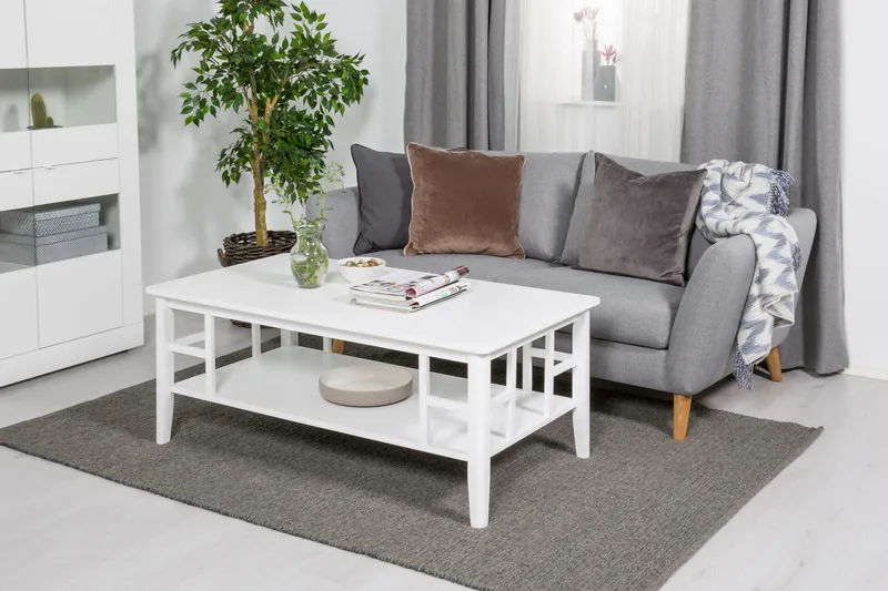 Piteå Soffbord 130 cm med Förvaring Hylla - Vit - Möbler - Bord & matgrupp - Soffbord - Soffbord med förvaring