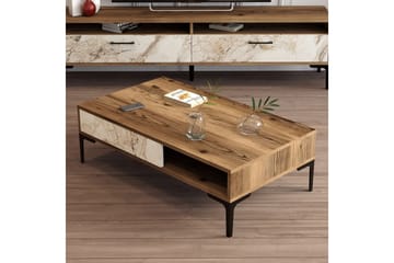 Poko 105x32,6x105 cm Rektangulärt Soffbord med Låda i Trä - Brun - Möbler - Bord & matgrupp - Soffbord