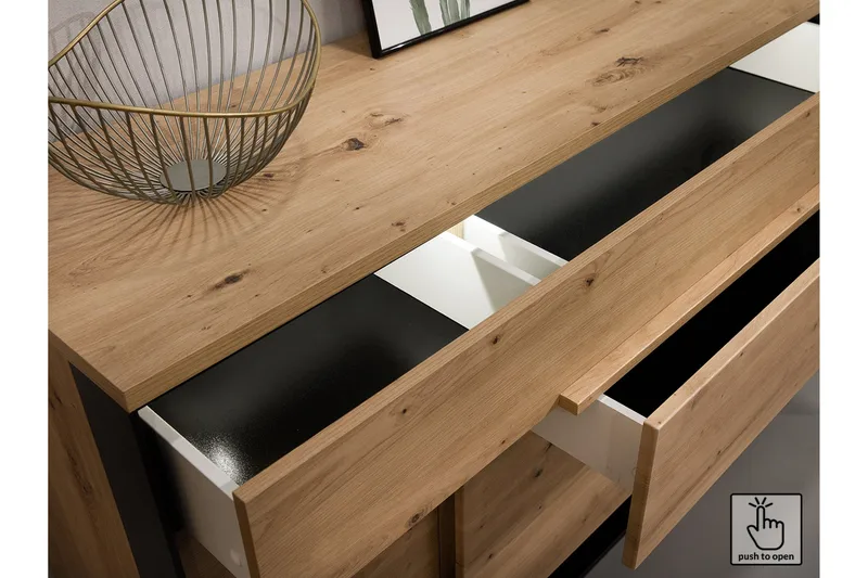 Quant Soffbord 100 cm med Förvaring 2 Lådor + Hylla - Ekfärg/Svart - Möbler - Bord & matgrupp - Soffbord - Soffbord med förvaring
