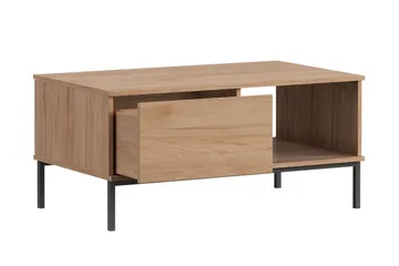 Querty Soffbord 100 cm med Förvaring Hylla + Låda - Vit/Svart - Möbler - Bord & matgrupp - Soffbord - Soffbord med förvaring