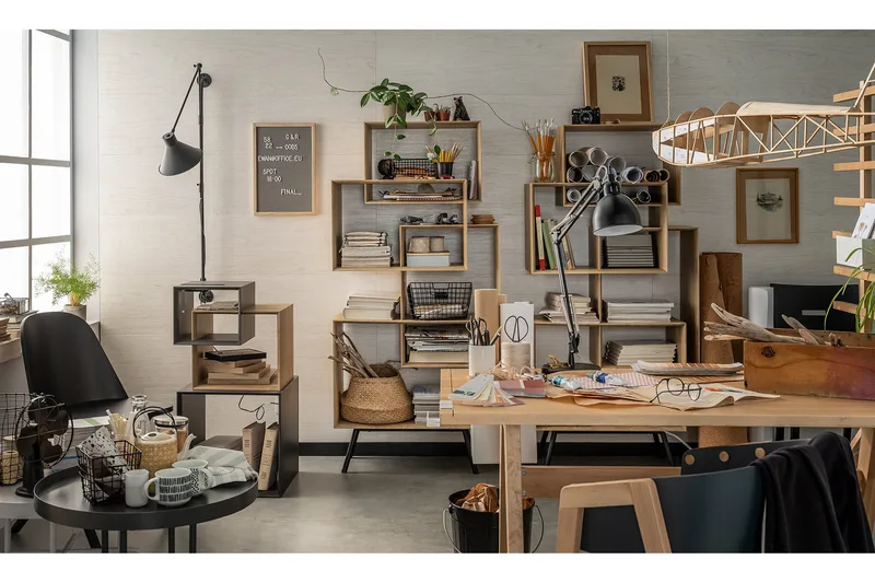 Ribbon Soffbord 90 cm med Förvaring Hylla Natur/Grå - VOX - Möbler - Bord & matgrupp - Soffbord