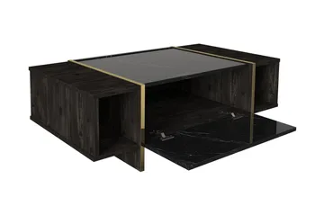 Riello Soffbord 104 cm med Förvaring Hyllor + Lucka - Svart/Guld - Möbler - Bord & matgrupp - Soffbord