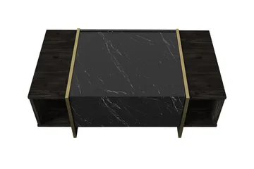 Riello Soffbord 104 cm med Förvaring Hyllor + Lucka - Svart/Guld - Möbler - Bord & matgrupp - Soffbord