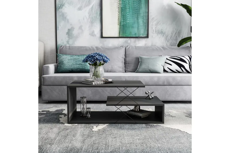 Riyana Soffbord 100 cm med Förvaring Hylla - Antracit/Svart - Möbler - Bord & matgrupp - Soffbord - Soffbord med förvaring