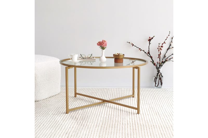 Rowman Soffbord 83 cm Runt - Guld/Glas - Möbler - Bord & matgrupp - Soffbord
