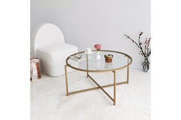 Rowman Soffbord 83 cm Runt - Guld/Glas - Möbler - Bord & matgrupp - Soffbord
