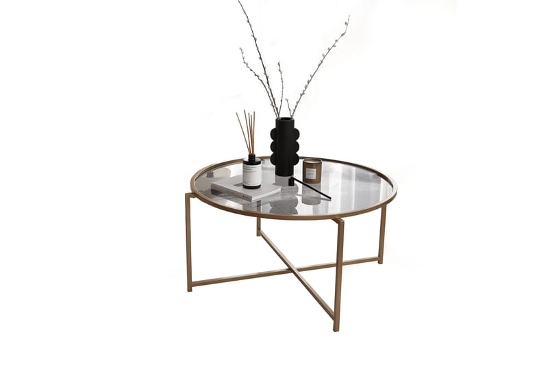 Rowman Soffbord 83 cm Runt - Guld/Rökfärgat Glas - Möbler - Bord & matgrupp - Soffbord