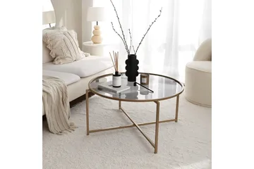 Rowman Soffbord 83 cm Runt - Guld/Rökfärgat Glas - Möbler - Bord & matgrupp - Soffbord