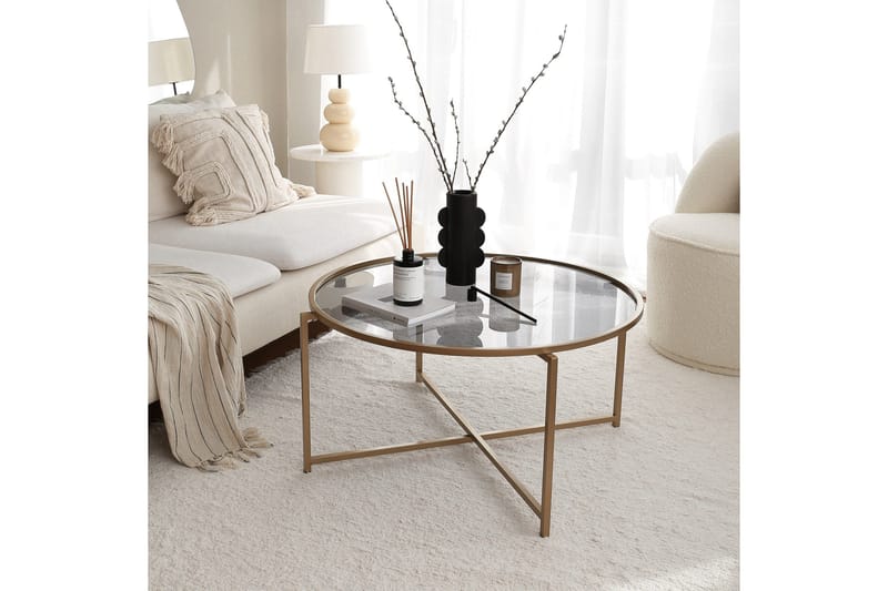 Rowman Soffbord 83 cm Runt - Guld/Rökfärgat Glas - Möbler - Bord & matgrupp - Soffbord