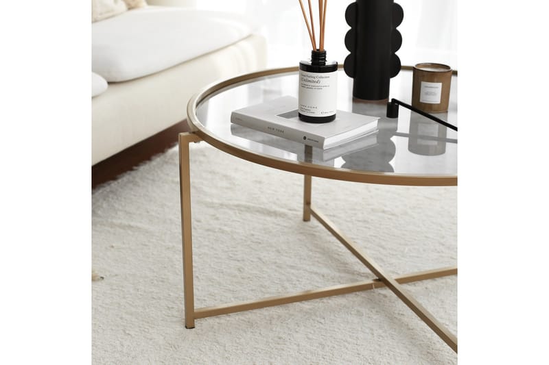 Rowman Soffbord 83 cm Runt - Guld/Rökfärgat Glas - Möbler - Bord & matgrupp - Soffbord