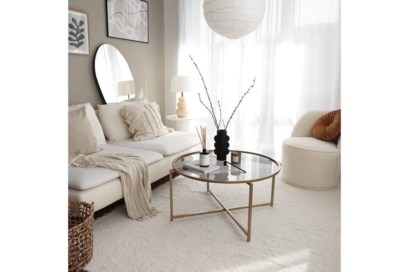 Rowman Soffbord 83 cm Runt - Guld/Rökfärgat Glas - Möbler - Bord & matgrupp - Soffbord