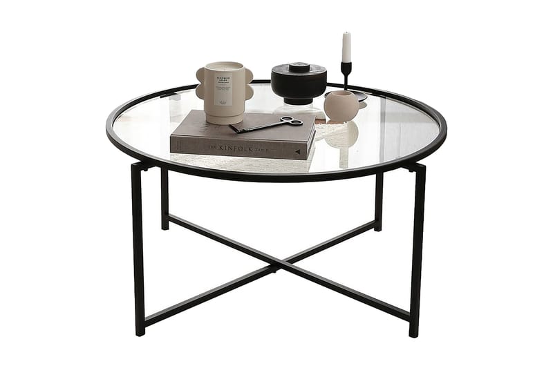 Rowman Soffbord 83 cm Runt - Svart/Glas - Möbler - Bord & matgrupp - Soffbord